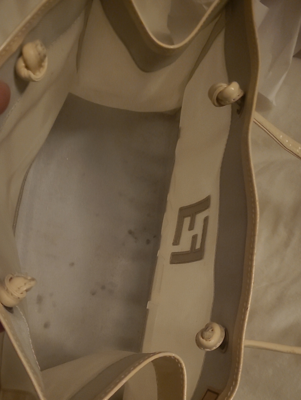 Fendi Cream Clear Logo Tote Bag - Picture 5 of 8
